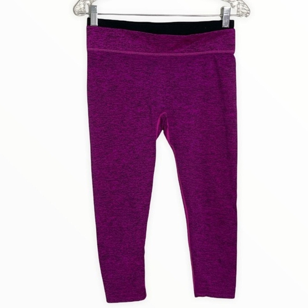 Fabletics Demi Lovato Pants Women Medium Aloni Capri Tight Magenta Heather Black